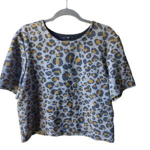 H&M Womens Leopard Print Animal Print Short Sleeve Top T-shirt - Medium NWOT